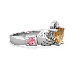 Citrine Claddagh Keepsake 14K White Gold ring R5245