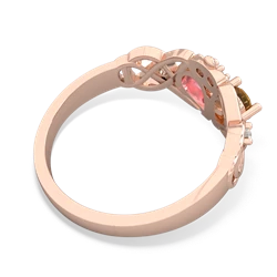 Citrine 'One Heart' Celtic Knot Claddagh 14K Rose Gold ring R5322