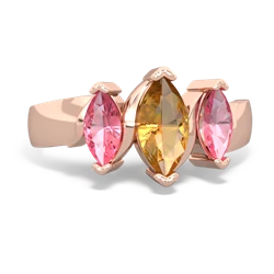 Citrine Three Peeks 14K Rose Gold ring R2433