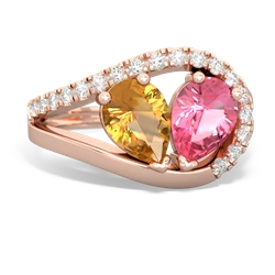 Citrine Nestled Heart Keepsake 14K Rose Gold ring R5650