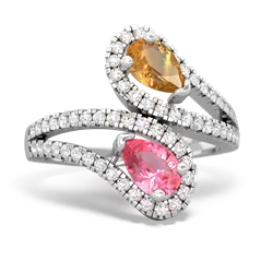 Citrine Diamond Dazzler 14K White Gold ring R3000