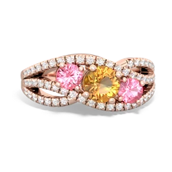 Citrine Three Stone Aurora 14K Rose Gold ring R3080