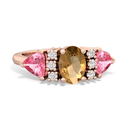 Citrine Antique Style Three Stone 14K Rose Gold ring R2186