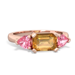 Citrine Three Stone 14K Rose Gold ring R5235