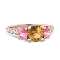 Citrine Pave Trellis 14K Rose Gold ring R5500