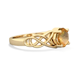 Citrine Checkerboard Cushion Celtic Knot 14K Yellow Gold ring R5000