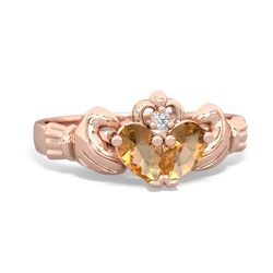 Citrine 'Our Heart' Claddagh 14K Rose Gold ring R2388