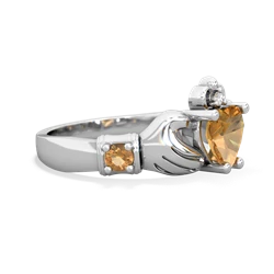 Citrine Claddagh Keepsake 14K White Gold ring R5245