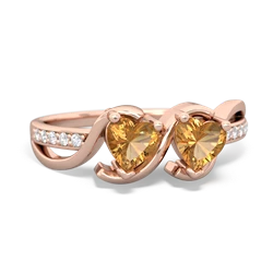 Citrine Side By Side 14K Rose Gold ring R3090