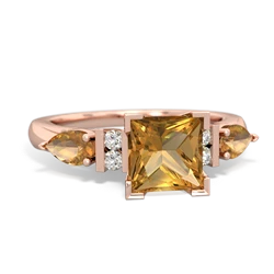 Citrine 6Mm Princess Eternal Embrace Engagement 14K Rose Gold ring C2002