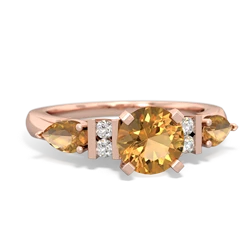 Citrine 6Mm Round Eternal Embrace Engagement 14K Rose Gold ring R2005