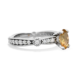 Citrine Sparkling Tiara 7X5mm Oval 14K White Gold ring R26297VL