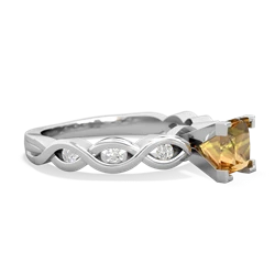 Citrine Infinity 5Mm Square Engagement 14K White Gold ring R26315SQ