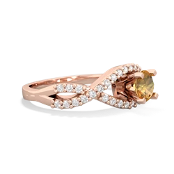 Citrine Diamond Twist 5Mm Round Engagment  14K Rose Gold ring R26405RD