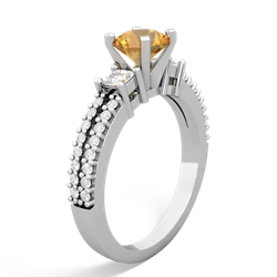 Citrine Classic 6Mm Round Engagement 14K White Gold ring R26436RD