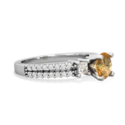 Citrine Classic 6Mm Round Engagement 14K White Gold ring R26436RD