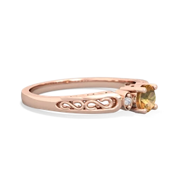 Citrine Filligree Scroll Round 14K Rose Gold ring R0829