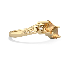 Citrine Snuggling Hearts 14K Yellow Gold ring R2178