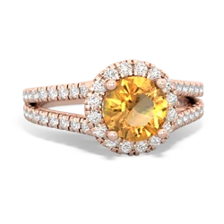 Citrine Pave Halo 14K Rose Gold ring R5490