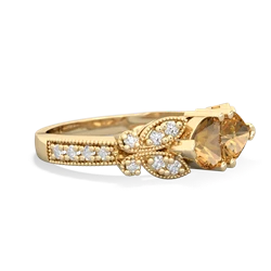 Citrine Diamond Butterflies 14K Yellow Gold ring R5601