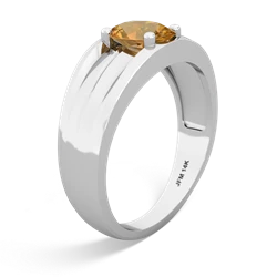 Citrine Men's Two Lane 14K White Gold ring R0363