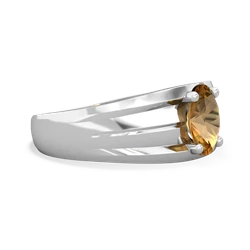 Citrine Men's Two Lane 14K White Gold ring R0363