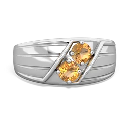 Citrine Men's Streamline 14K White Gold ring R0460