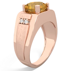 Citrine Men's 9Mm Round 14K Rose Gold ring R1822