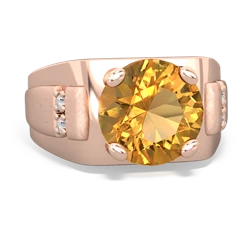 Citrine Men's 9Mm Round 14K Rose Gold ring R1822