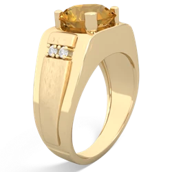 Citrine Men's 9Mm Round 14K Yellow Gold ring R1822