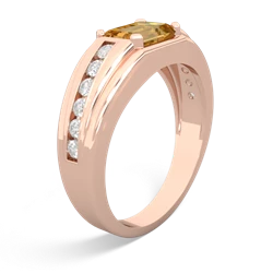 Citrine Men's Diamond Channel 14K Rose Gold ring R0500