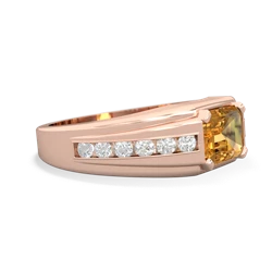 Citrine Men's Diamond Channel 14K Rose Gold ring R0500