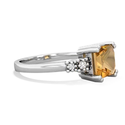 Citrine Art Deco Princess 14K White Gold ring R2014