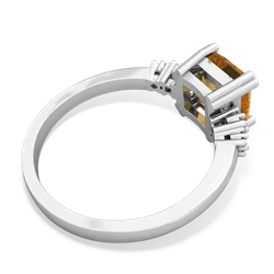 Citrine Art Deco Princess 14K White Gold ring R2014