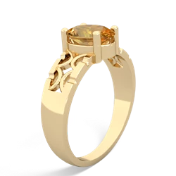 Citrine Art Deco Filigree 14K Yellow Gold ring R2322