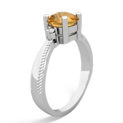 Citrine Cushion Rope 14K White Gold ring R2484