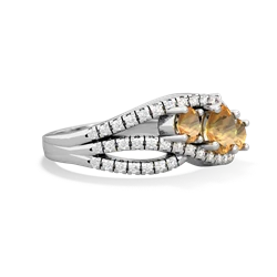 Citrine Three Stone Aurora 14K White Gold ring R3080