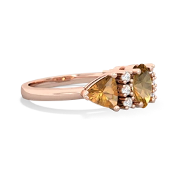 Citrine Antique Style Three Stone 14K Rose Gold ring R2186