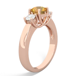 Citrine Diamond Three Stone Round Trellis 14K Rose Gold ring R4018