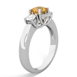 Citrine Diamond Three Stone Round Trellis 14K White Gold ring R4018