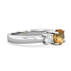 Citrine Diamond Three Stone Round Trellis 14K White Gold ring R4018