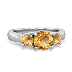 Citrine Three Stone Round Trellis 14K White Gold ring R4018