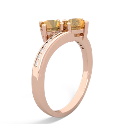 Citrine Channel Set Two Stone 14K Rose Gold ring R5303