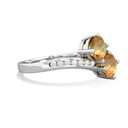 Citrine Channel Set Two Stone 14K White Gold ring R5303