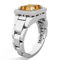 Citrine Men's Watch 14K White Gold ring R0510