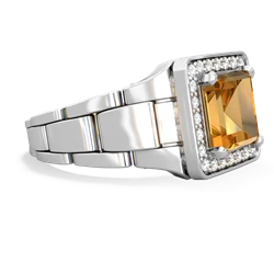 Citrine Men's Watch 14K White Gold ring R0510