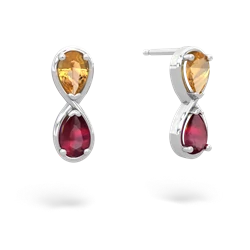 Citrine Ruby Infinity earrings - 14K White Gold |JewelsForMe