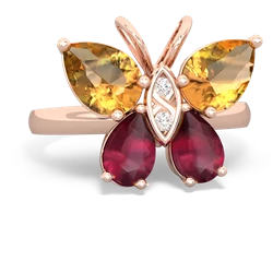 Citrine Butterfly 14K Rose Gold ring R2215