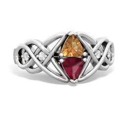 Citrine Keepsake Celtic Knot 14K White Gold ring R5300