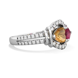 Citrine Art-Deco Keepsake 14K White Gold ring R5630